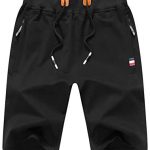 JustSun Mens Shorts Casual Sports Joggers Shorts with Elastic Waist Zipper Pockets
