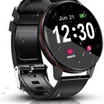 Smart Watch, IP68 Waterproof with 1.3 Inch Full Touch Screen Bluetooth Smartwatch, Fitness &Activity Tracker , Heart Rate Monitor, Sleep Monitor, Pedometer Call Notification for Android & iOS (Black)