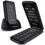 Easyfone Prime-Flip Sim-Free Clamshell Big Button Senior Mobile Phone, Easy-to-Use Flip Mobile Phone for Seniors with Charging Dock (Black)
