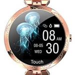 Smart Watch for Women Ladies Smart Watches Hr Fitness Tracker Activity Trackers Blood Pressure Heart Rate Monitor Pedometer Step Counter Fashion Gold Bluetooth Waterproof Smartwatch Android iOS