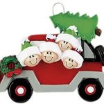 Frame Company Personalized Christmas Tree Decoration Ornaments Tree Car Family – For the family of 4 members- Get your desired names on the items- A