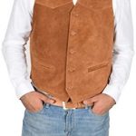 Real Suede Waistcoat for Mens Classic Style Soft TAN Suede Leather Vest Gilet – Cole