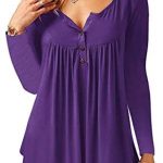 BeLuring Women Casual V Neck Pleated Tunic Tops Shirts Blouse