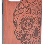 RoseFlower® Wooden Hard Case Compatible for iPhone 12 Pro Max (17.02 cm (6.7″) – Rosewood Skull Protective Shell with TPU – Ultra Slim Natural Luxury Creative Handmade Wood Cover