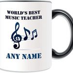 UNIGIFT Personalised Gift – World’s Best Music Teacher/Stave and Notes Mug (Academic Design Theme, Colour Options) – Any Name/Message on Your Unique – School College University