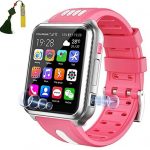 Kids Smartwatch Phone 4G GPS Wifi Bluetooth Smart Watch for Boys Girls with Touch Screen Sos HD Voice, Video Chat, Dual Camera, Tracking Locator Christmas Birthday Gifts,Pink