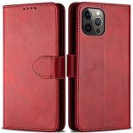 Blueenza Wallet Flip Case Apple iPhone 12 Pro Max (6.7) Cover Phone Leather Case Book Heavy-Duty 360 Protection Shockproof [Magnetic Flip] [Stand Feature] [3 Card Slot][Photo ID] [Money Pocket] Red