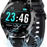 Gretel Smart Watch for Men Women, Fitness Tracker with Heart Rate Monitor, 5ATM Waterproof Fitness Watch Step Counter Sleep Monitor Smartwatch Compatible with iOS Android Activity Tracker-Black