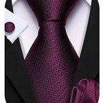 Barry.Wang Formal Business Ties for Men Plaid Checkered Handkerchief Cufflinks